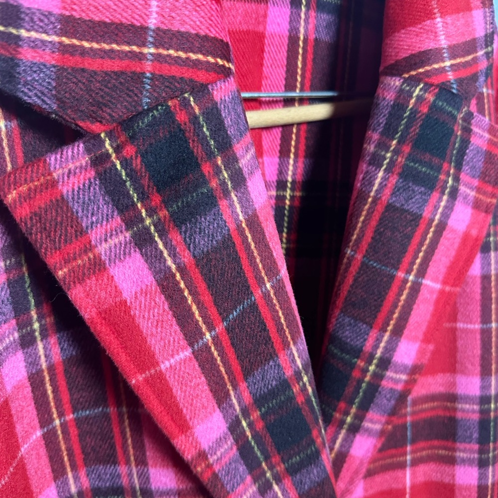 Old Navy Flannel Red Plaid Long Coat Buttoned M Tall - Picture 6 of 6